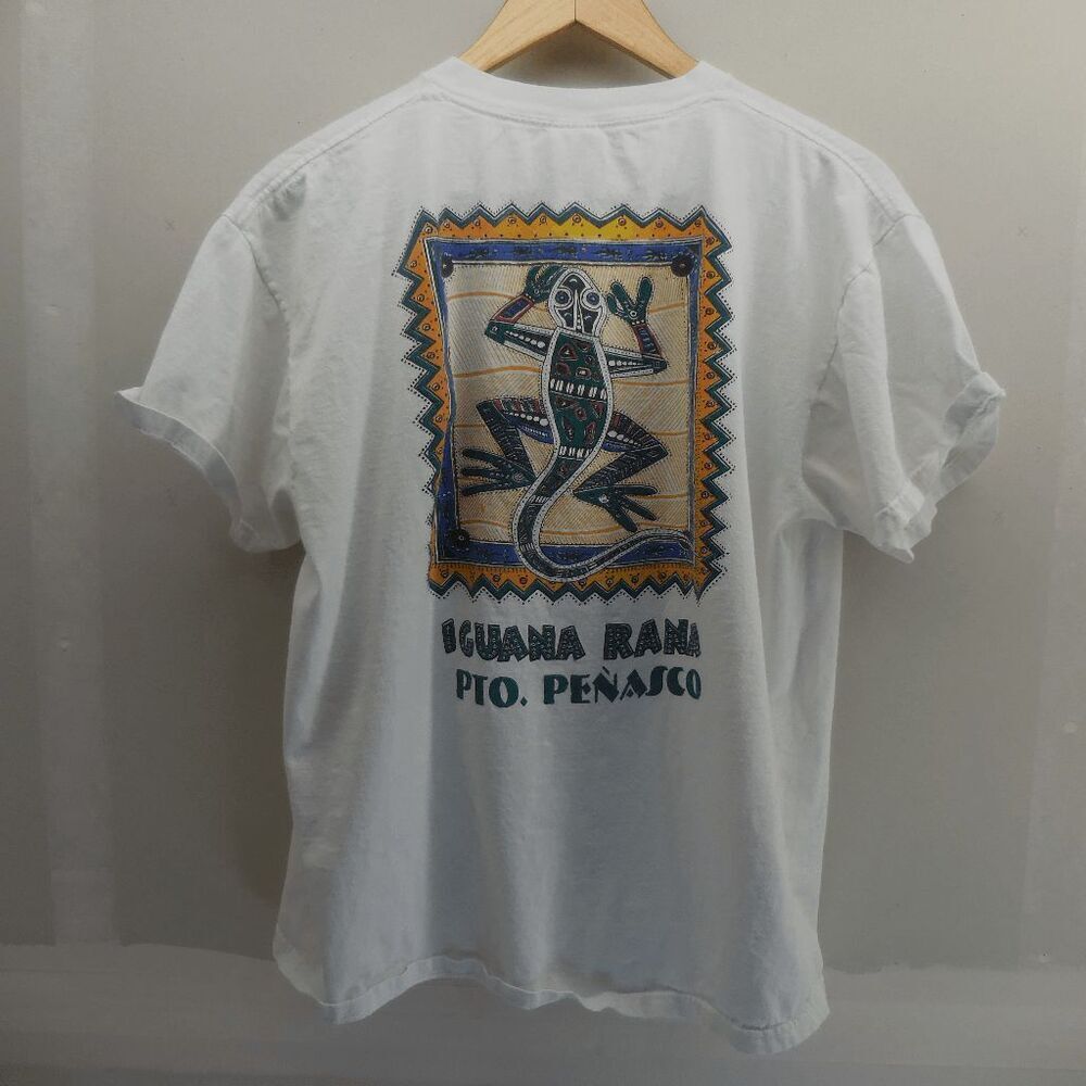 Vintage Puerto Penasco Iguana Rana Lizard Shirt Mens‎ Large Rocky Point Mexico
